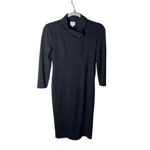 Armani Collezioni Women's Size 4 Black Long Sleeve Midi Collard Cocktail Dress